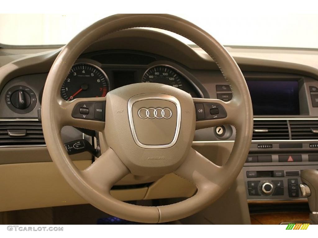 2005 Audi A6 4.2 quattro Sedan Beige Steering Wheel Photo #46841838
