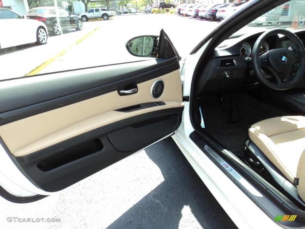 2011 BMW M3 Coupe Bamboo Beige Novillo Leather Door Panel Photo #46847922