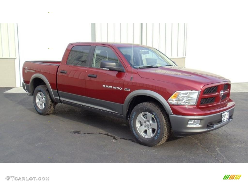 2011 Ram 1500 SLT Outdoorsman Crew Cab 4x4 - Deep Cherry Red Crystal Pearl / Dark Slate Gray/Medium Graystone photo #3