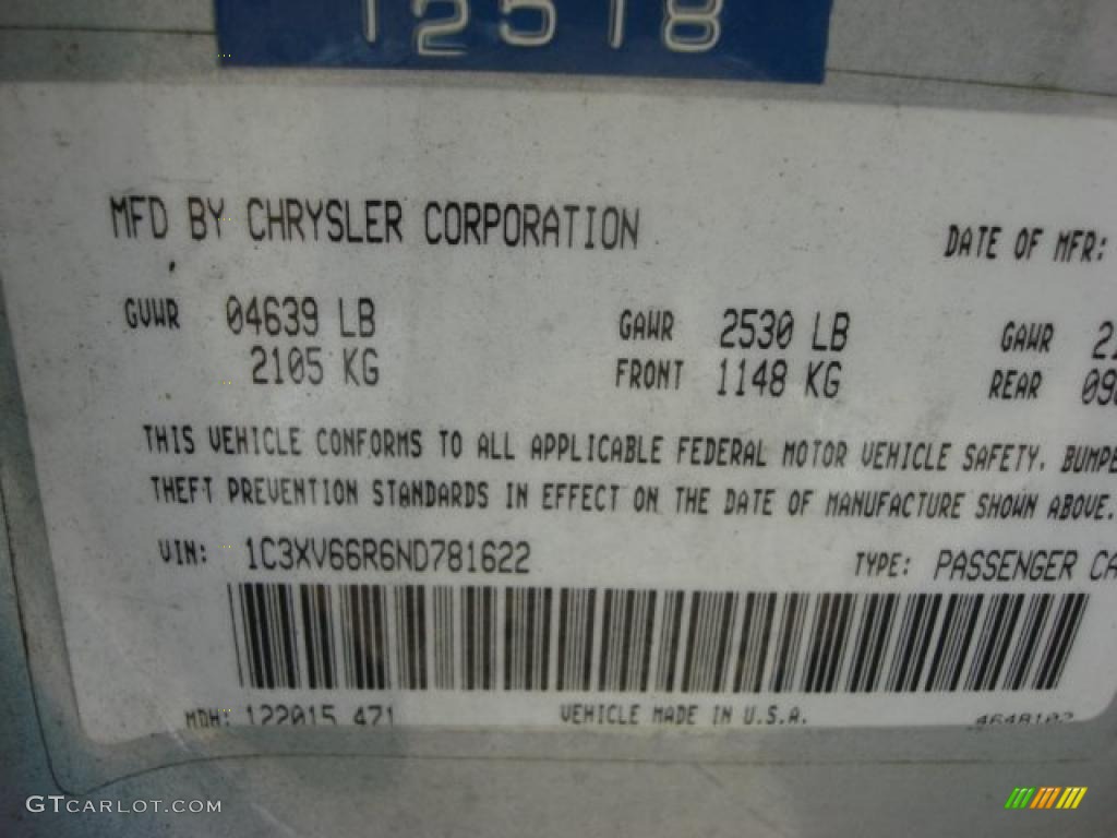 1992 Chrysler Fifth Avenue Standard Fifth Avenue Model Info Tag Photo #46855521
