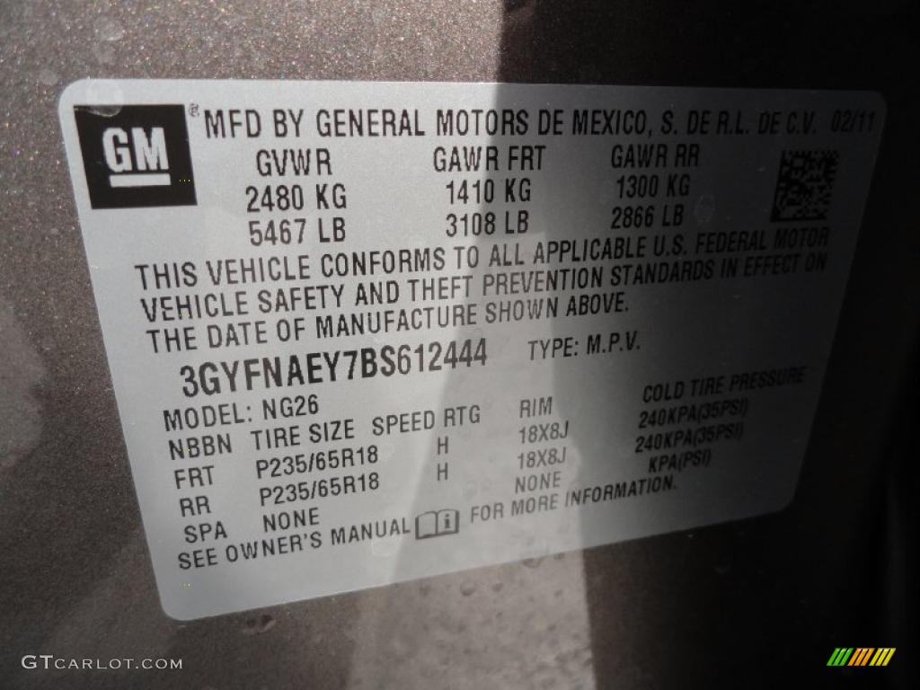 2011 SRX FWD - Mocha Steel Metallic / Shale/Brownstone photo #13
