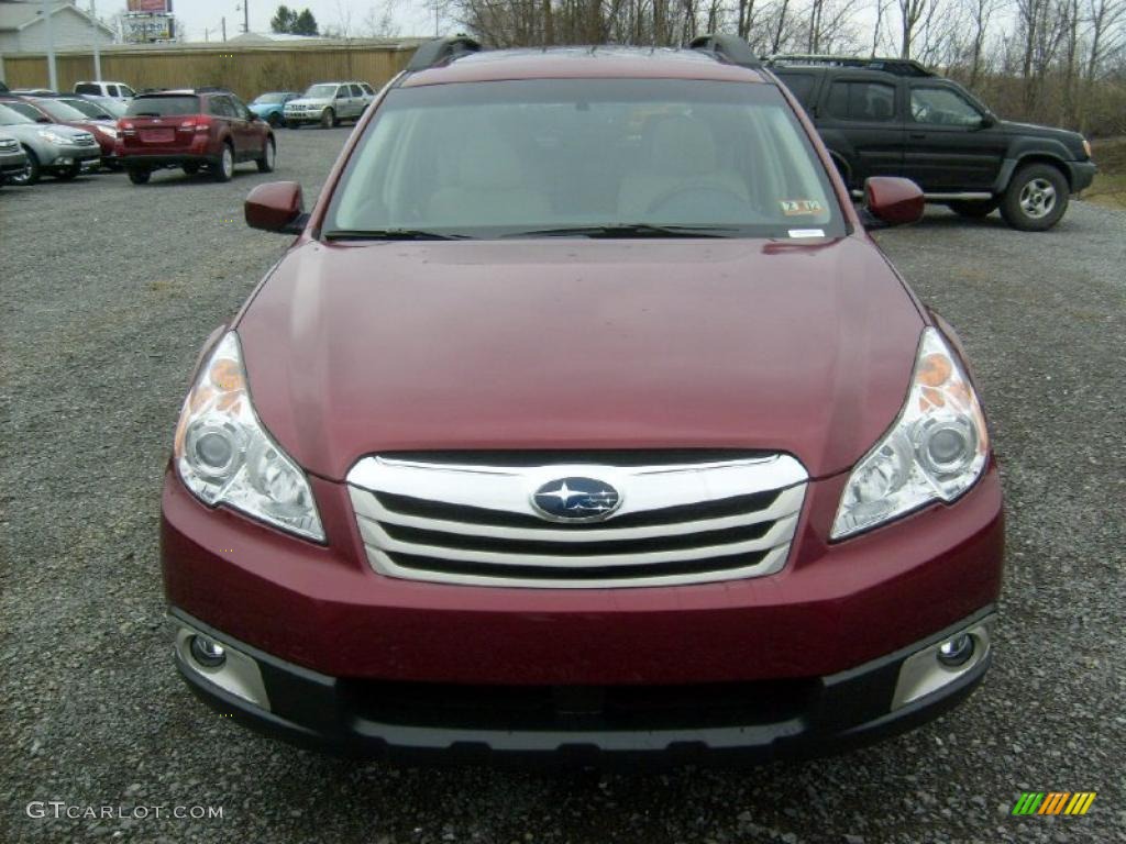 2011 Outback 2.5i Premium Wagon - Ruby Red Pearl / Warm Ivory photo #2