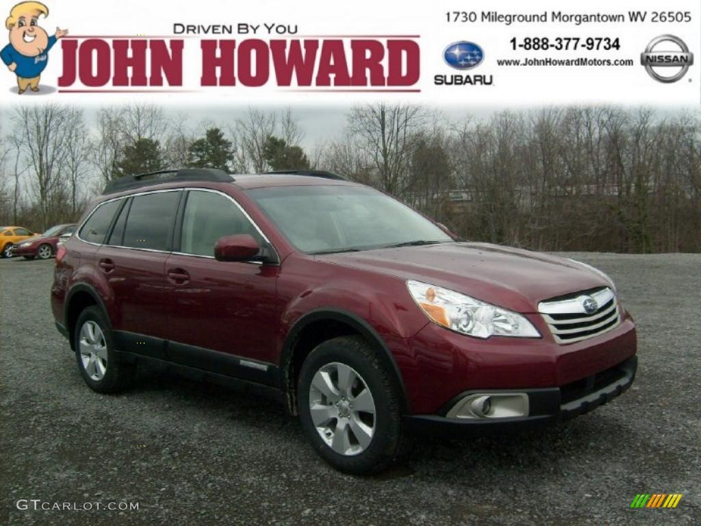 2011 Outback 2.5i Premium Wagon - Ruby Red Pearl / Warm Ivory photo #1