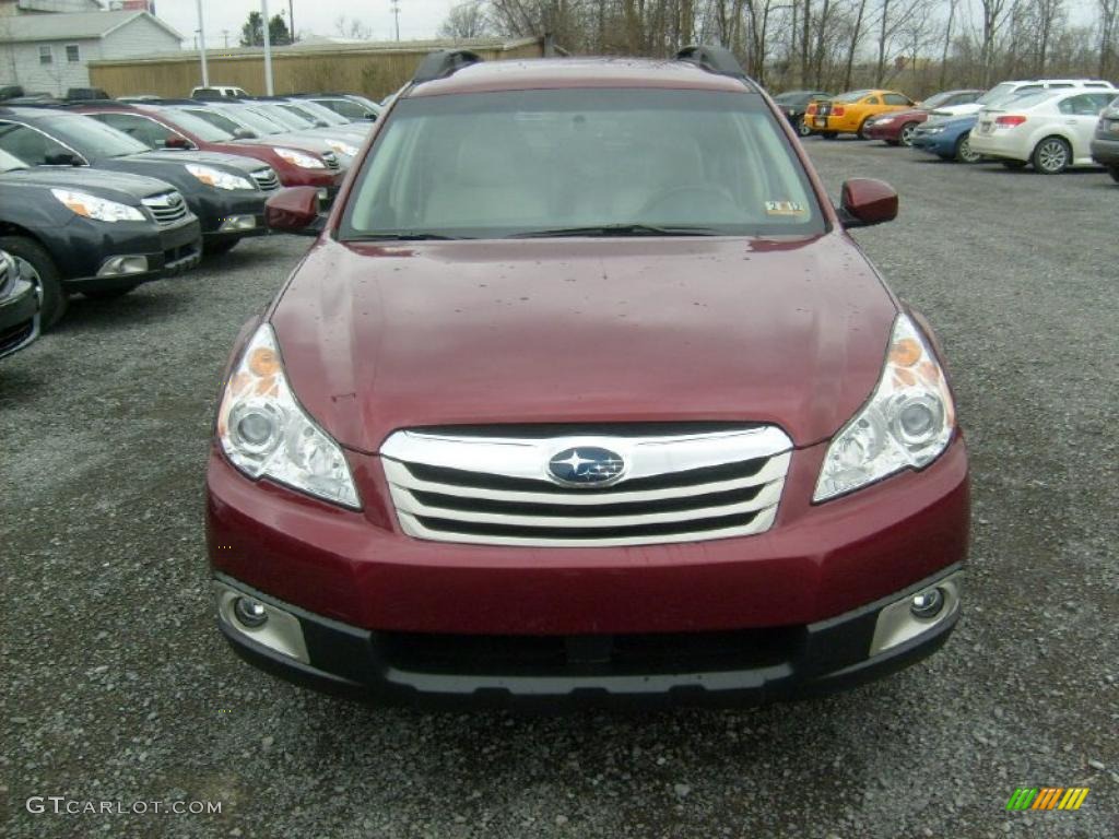 2011 Outback 2.5i Premium Wagon - Ruby Red Pearl / Warm Ivory photo #2