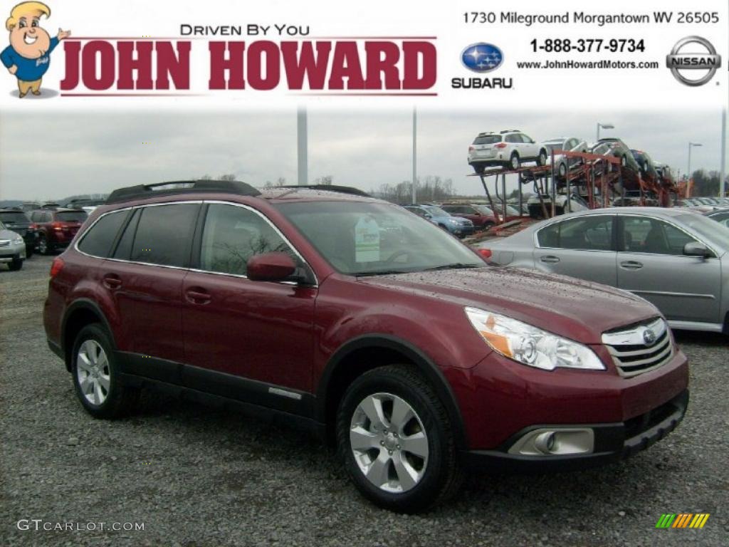 2011 Outback 2.5i Premium Wagon - Ruby Red Pearl / Warm Ivory photo #1