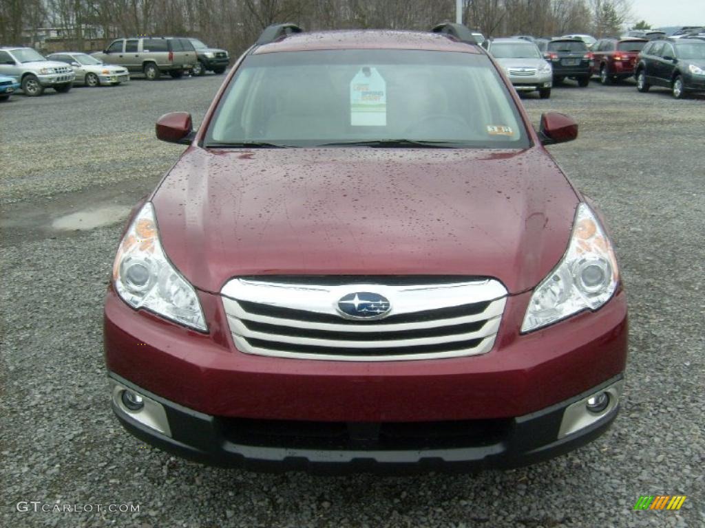 2011 Outback 2.5i Premium Wagon - Ruby Red Pearl / Warm Ivory photo #2