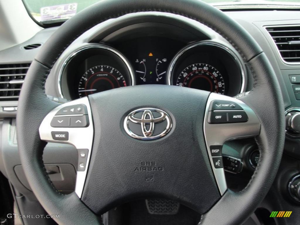 2011 Toyota Highlander Limited Black Steering Wheel Photo #46871030
