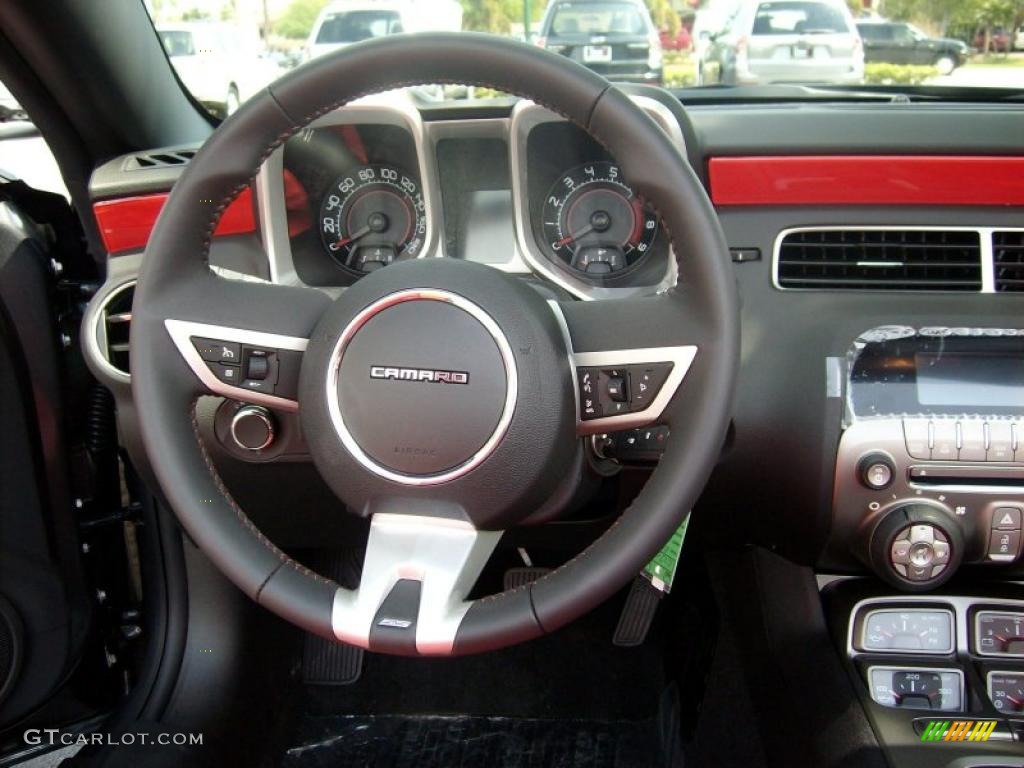 2011 Chevrolet Camaro SS/RS Convertible Inferno Orange/Black Steering Wheel Photo #46874549