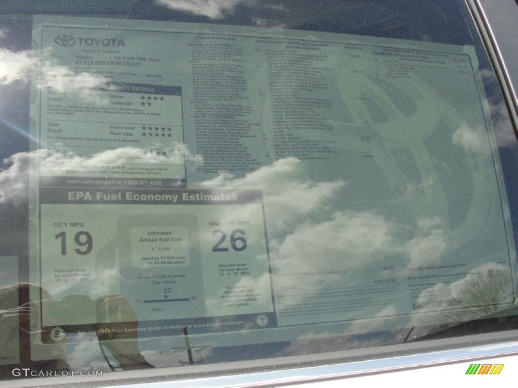 2011 Toyota Venza V6 Window Sticker Photo #46875272