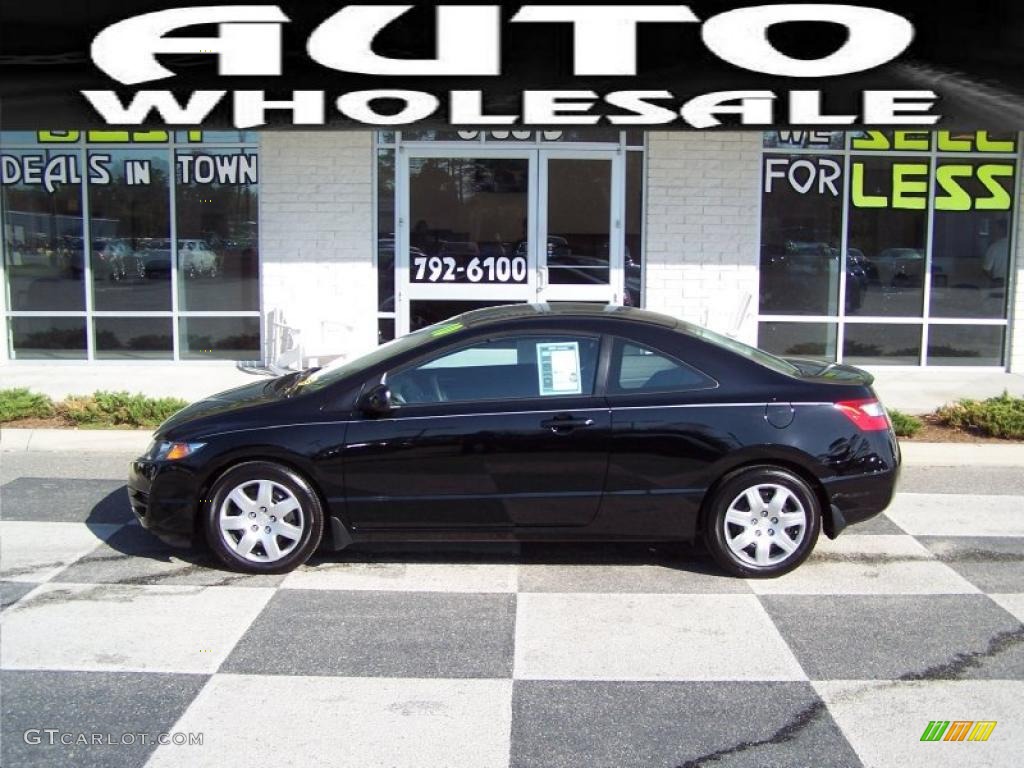 2010 Civic LX Coupe - Crystal Black Pearl / Gray photo #1
