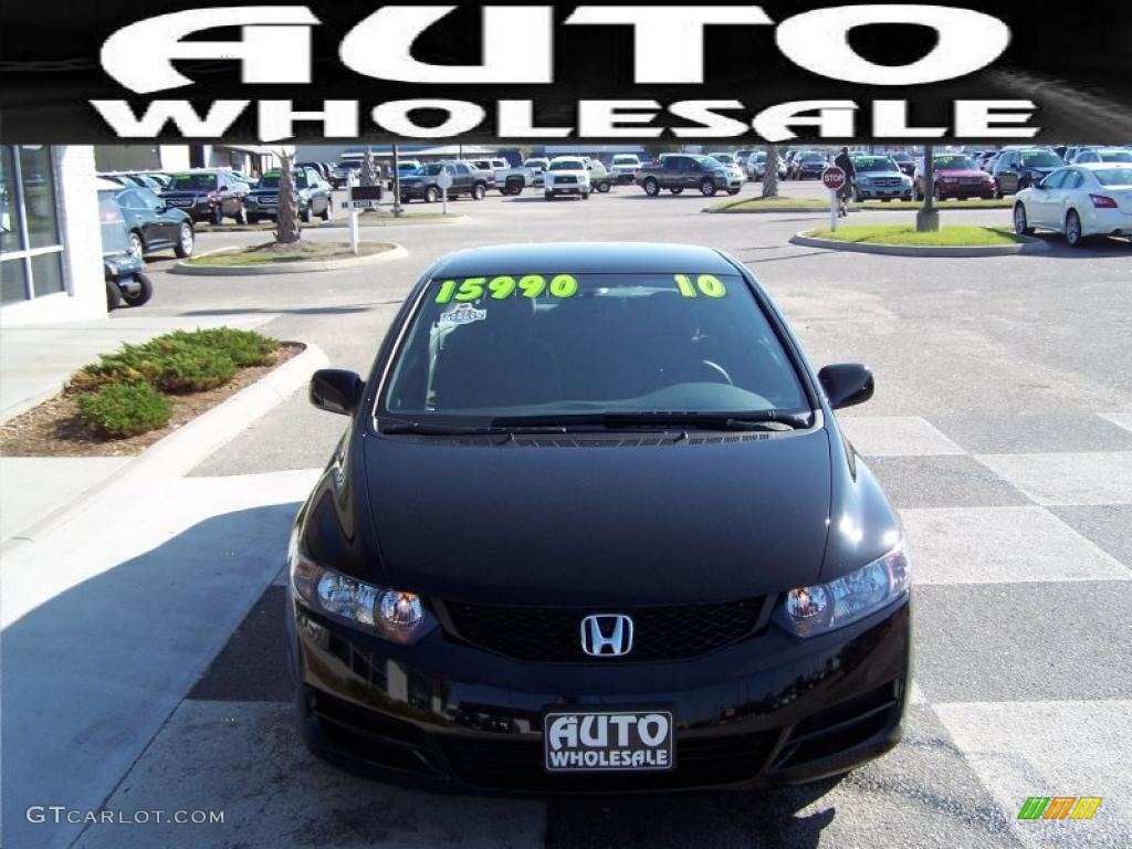 2010 Civic LX Coupe - Crystal Black Pearl / Gray photo #2