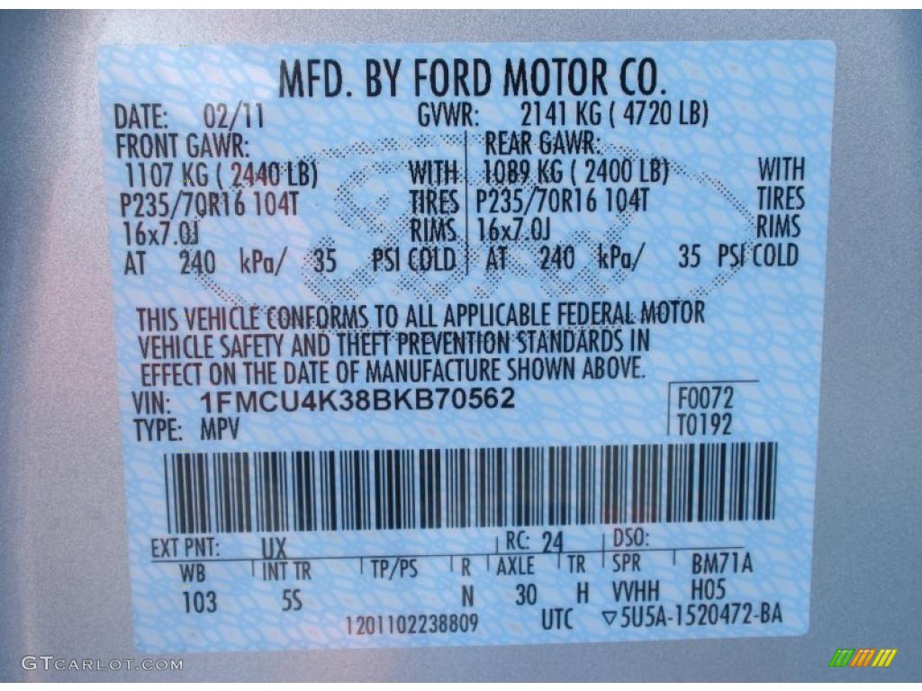 2011 Ford Escape Hybrid Color Code Photos