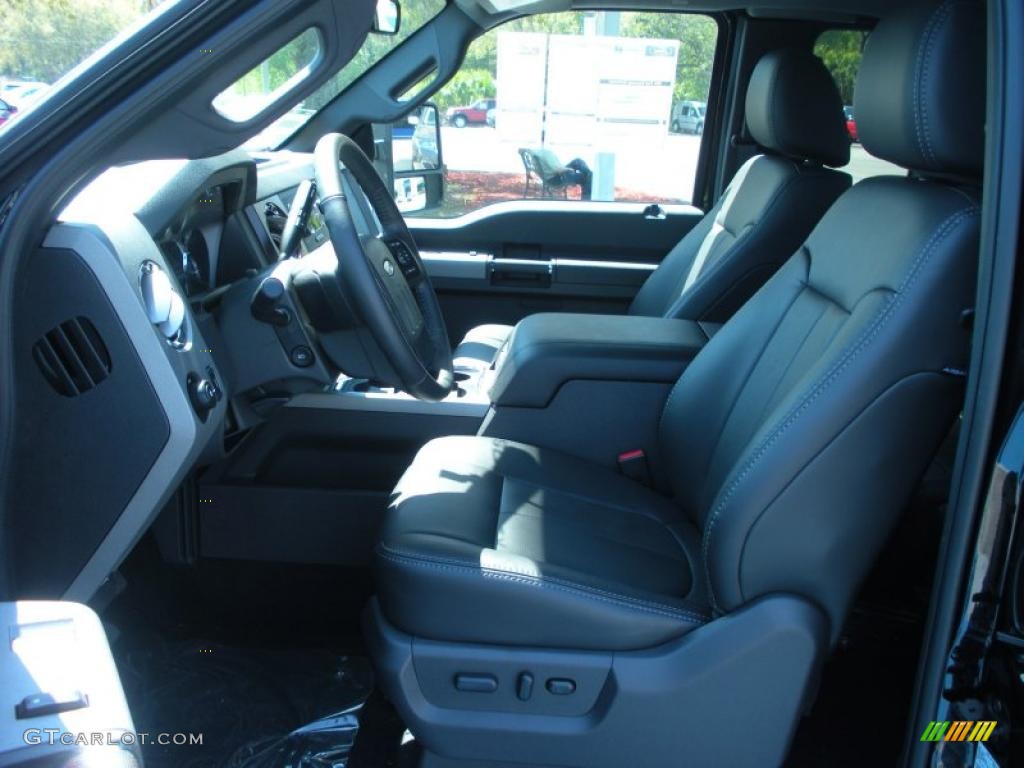 Black Two Tone Leather Interior 2011 Ford F250 Super Duty Lariat SuperCab Photo #46880093