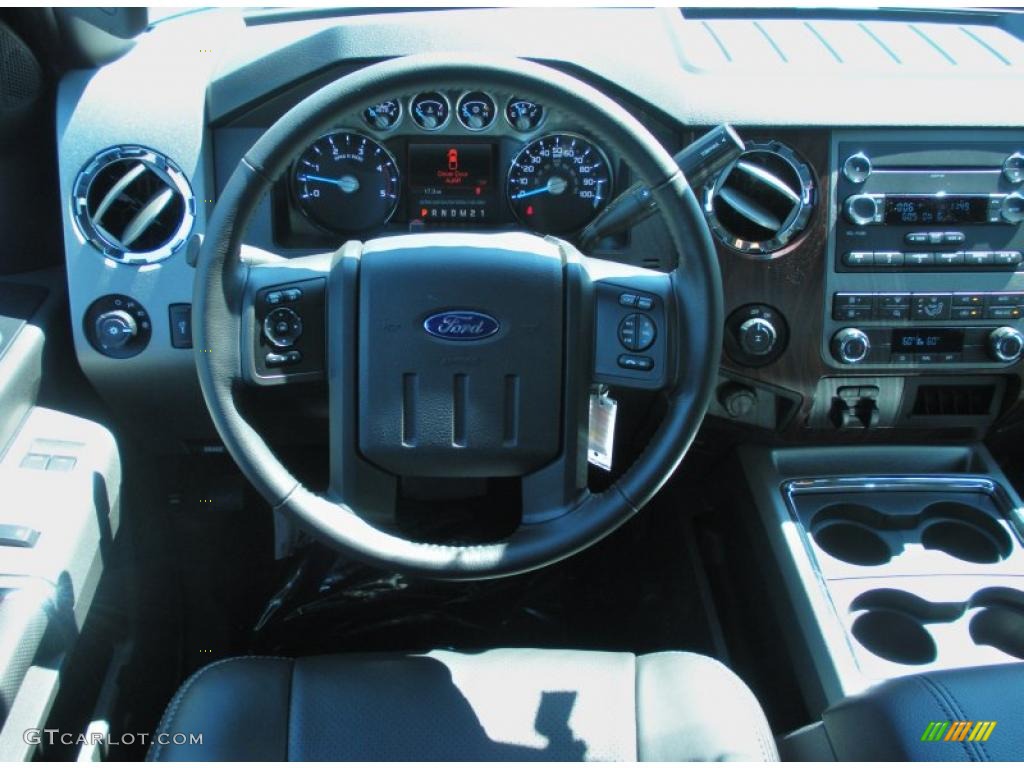 2011 Ford F250 Super Duty Lariat SuperCab Black Two Tone Leather Dashboard Photo #46880129