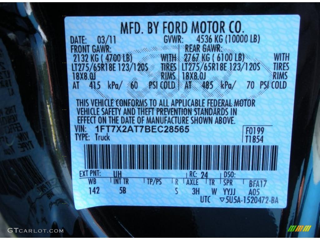 2011 F250 Super Duty Color Code UH for Tuxedo Black Metallic Photo #46880210