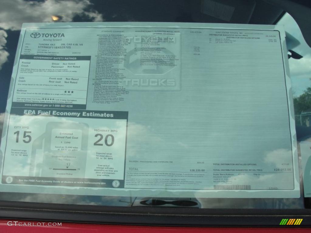 2011 Toyota Tundra Double Cab Window Sticker Photo #46880264