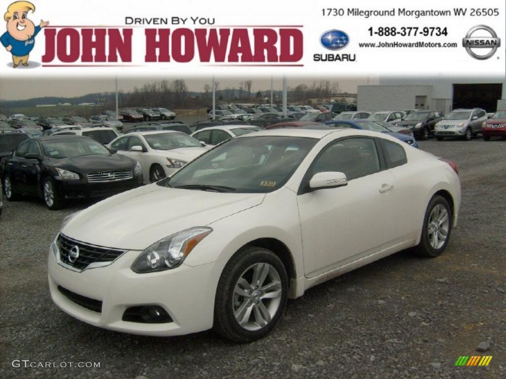 2011 Altima 2.5 S Coupe - Winter Frost White / Red photo #1