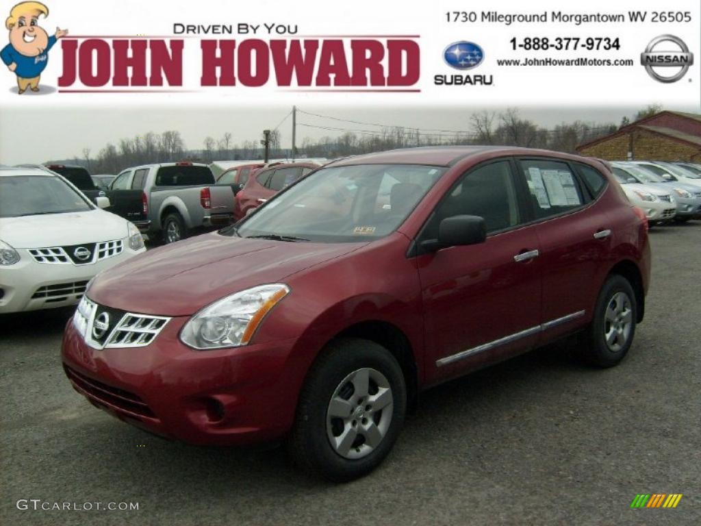 2011 Rogue S AWD - Cayenne Red / Black photo #1