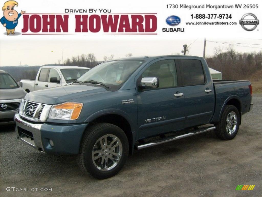 2011 Titan SL Crew Cab 4x4 - Blue Steel / Almond photo #1