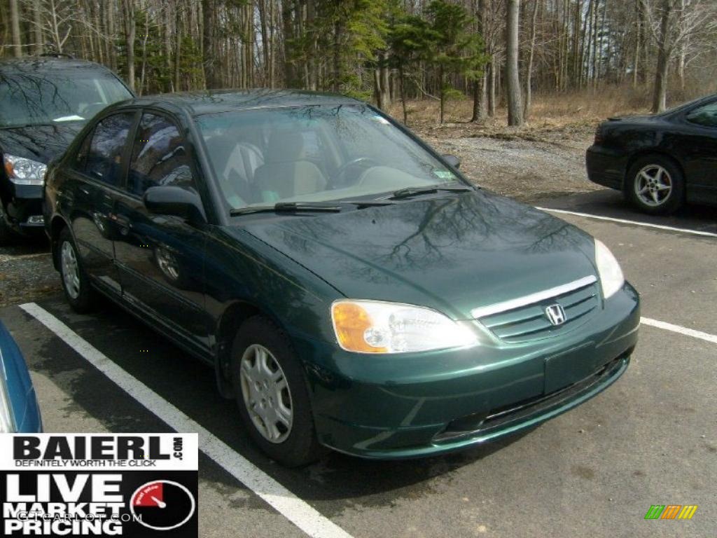 2001 Civic LX Sedan - Clover Green / Beige photo #1