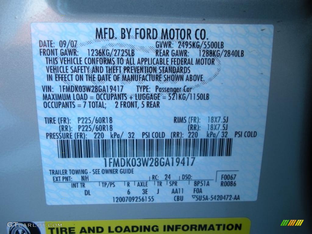 2008 Taurus X Color Code NH for Light Sage Metallic Photo #46882877