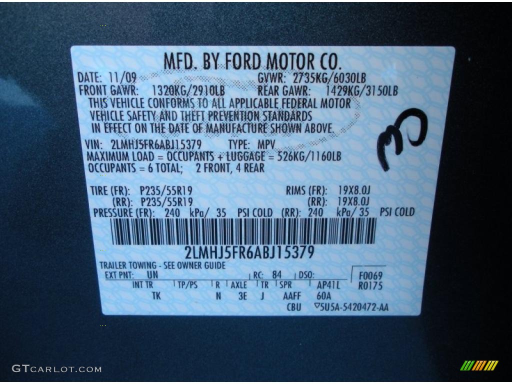 2010 MKT Color Code UN for Steel Blue Metallic Photo #46884026