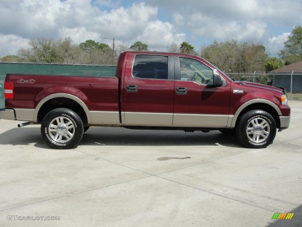 2006 F150 Lariat SuperCrew 4x4 - Dark Toreador Red Metallic / Tan photo #2