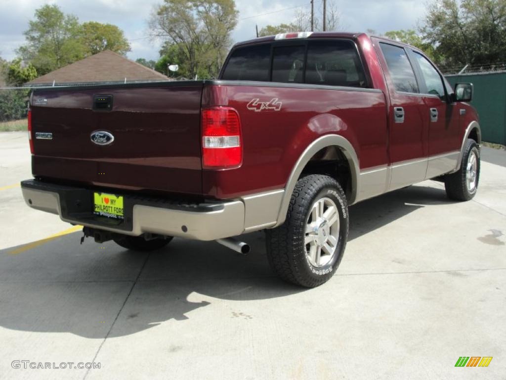 2006 F150 Lariat SuperCrew 4x4 - Dark Toreador Red Metallic / Tan photo #3