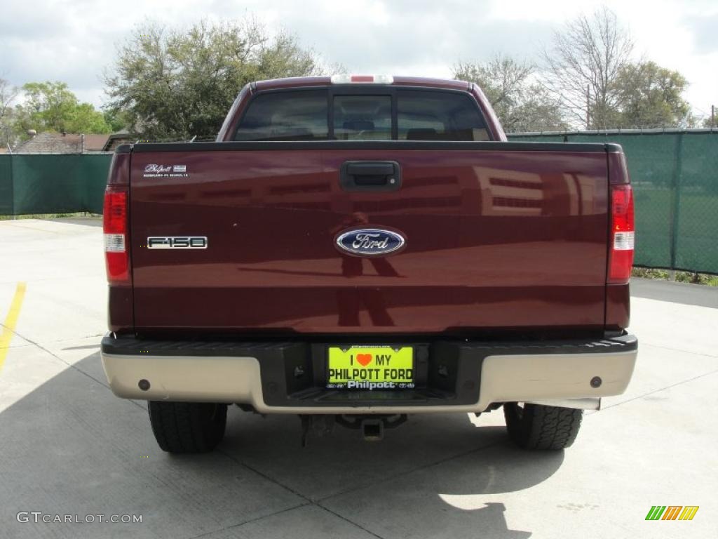 2006 F150 Lariat SuperCrew 4x4 - Dark Toreador Red Metallic / Tan photo #4