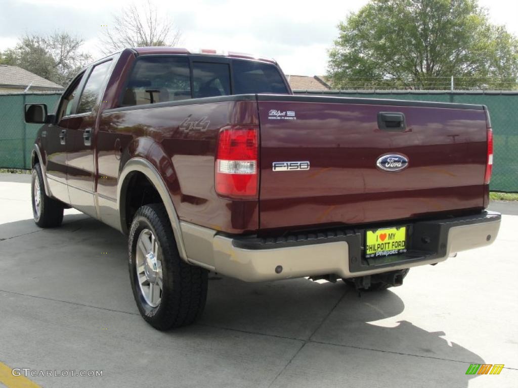 2006 F150 Lariat SuperCrew 4x4 - Dark Toreador Red Metallic / Tan photo #5