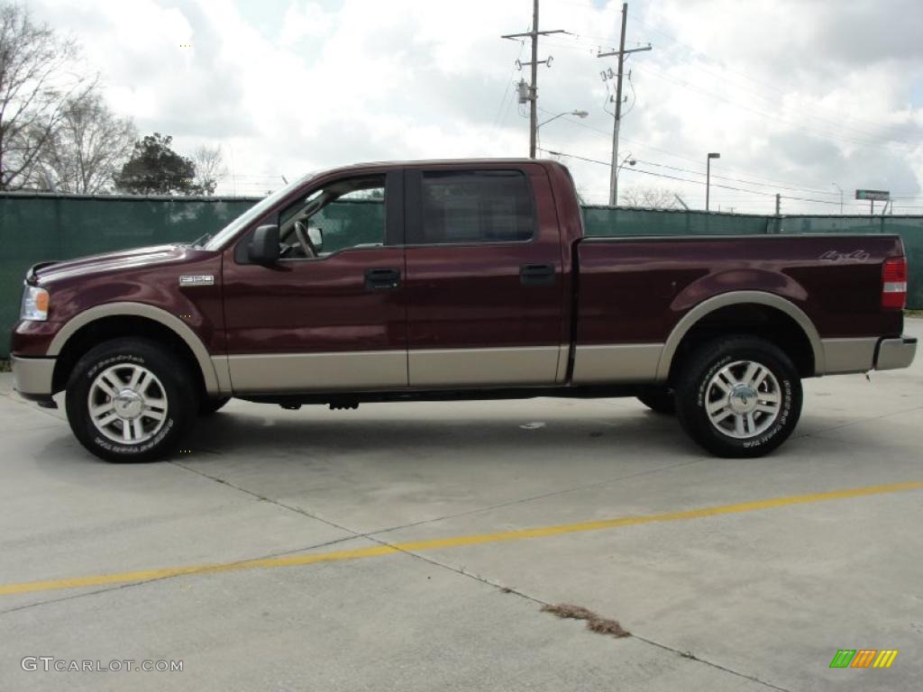 2006 F150 Lariat SuperCrew 4x4 - Dark Toreador Red Metallic / Tan photo #6