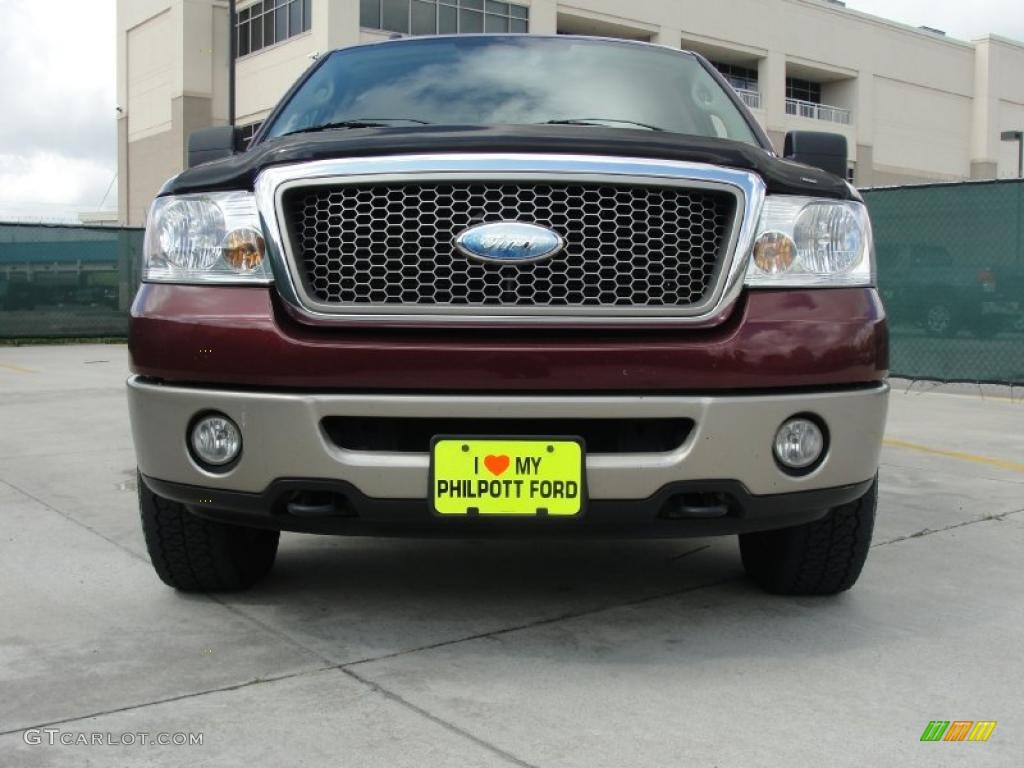 2006 F150 Lariat SuperCrew 4x4 - Dark Toreador Red Metallic / Tan photo #9