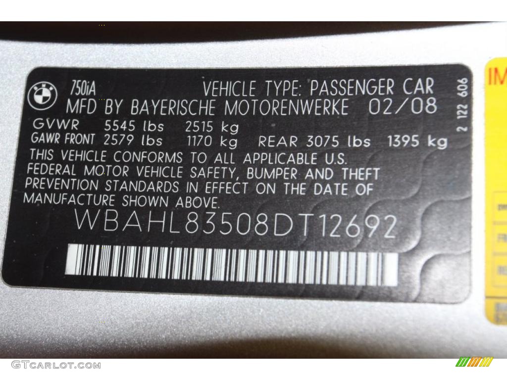 2008 7 Series 750i Sedan - Titanium Silver Metallic / Black photo #8