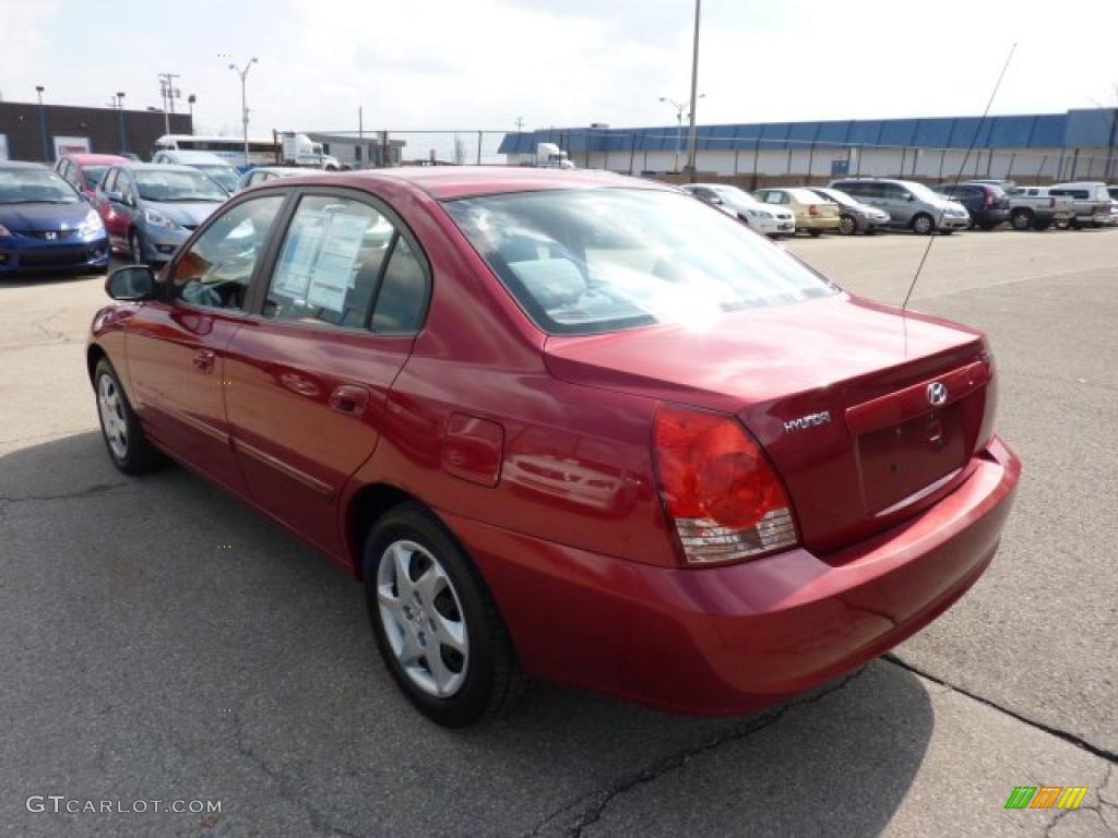 2004 Elantra GLS Sedan - Crimson Dark Red / Gray photo #2