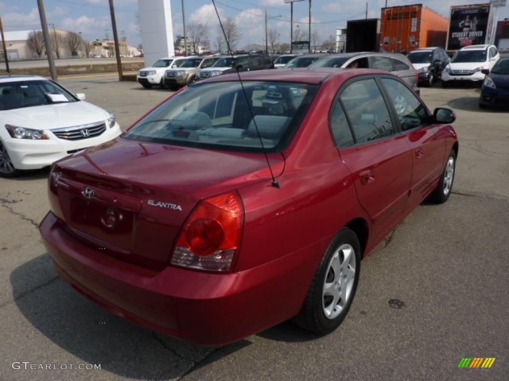 2004 Elantra GLS Sedan - Crimson Dark Red / Gray photo #4