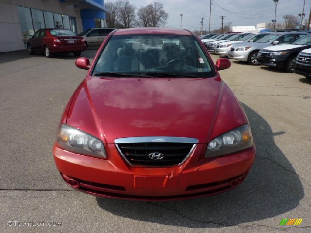 2004 Elantra GLS Sedan - Crimson Dark Red / Gray photo #6