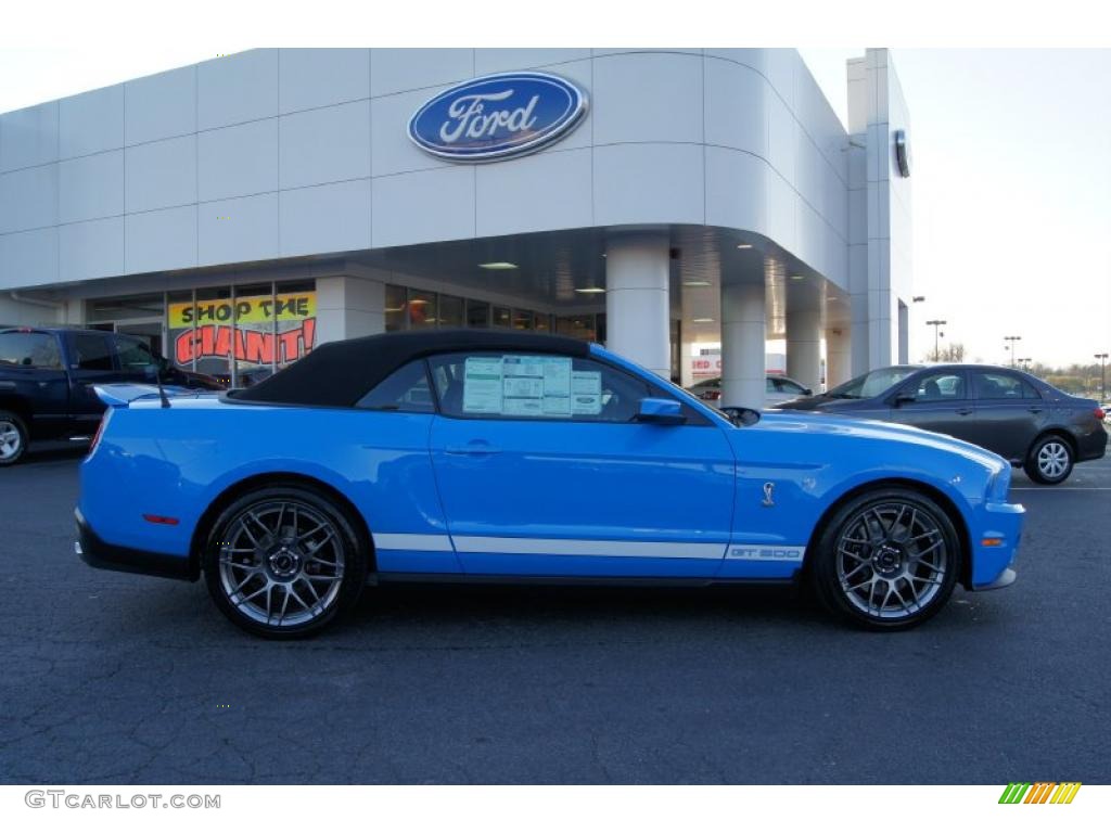 2011 Mustang Shelby GT500 SVT Performance Package Convertible - Grabber Blue / Charcoal Black/White photo #2