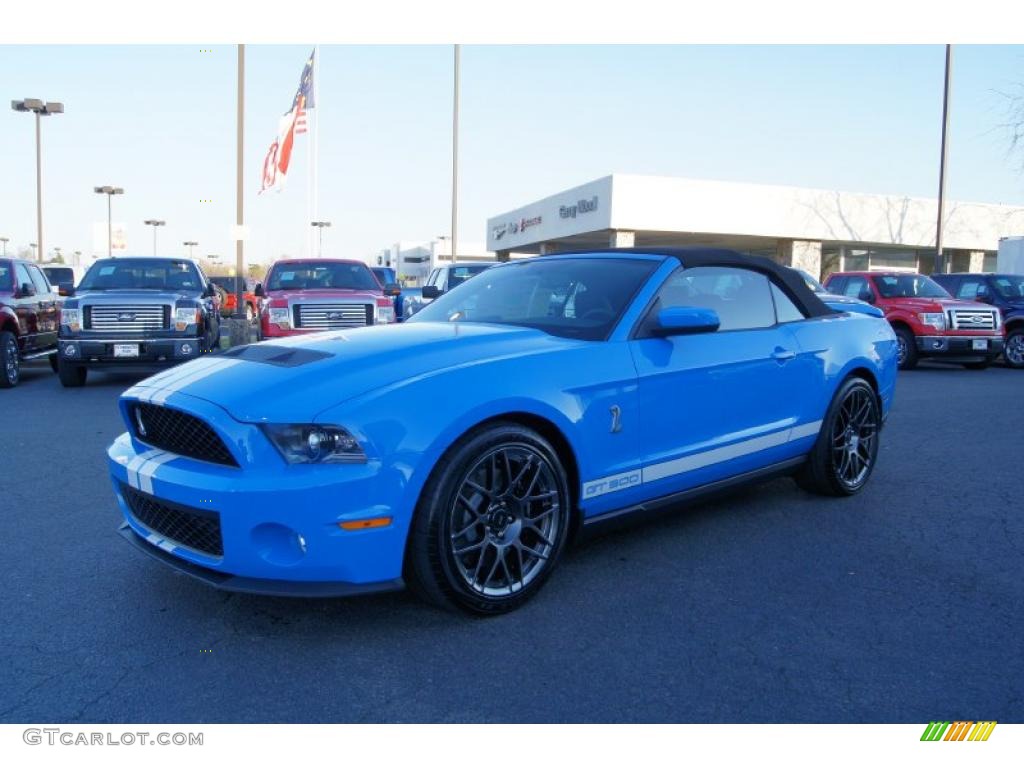 2011 Mustang Shelby GT500 SVT Performance Package Convertible - Grabber Blue / Charcoal Black/White photo #6