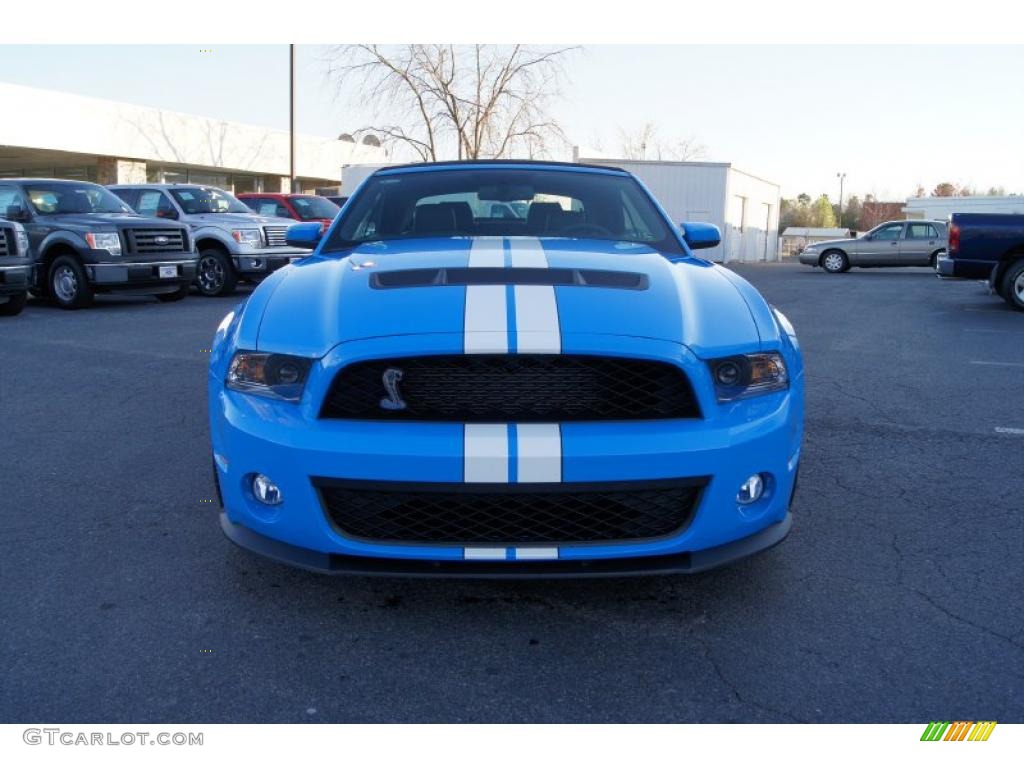 2011 Mustang Shelby GT500 SVT Performance Package Convertible - Grabber Blue / Charcoal Black/White photo #7