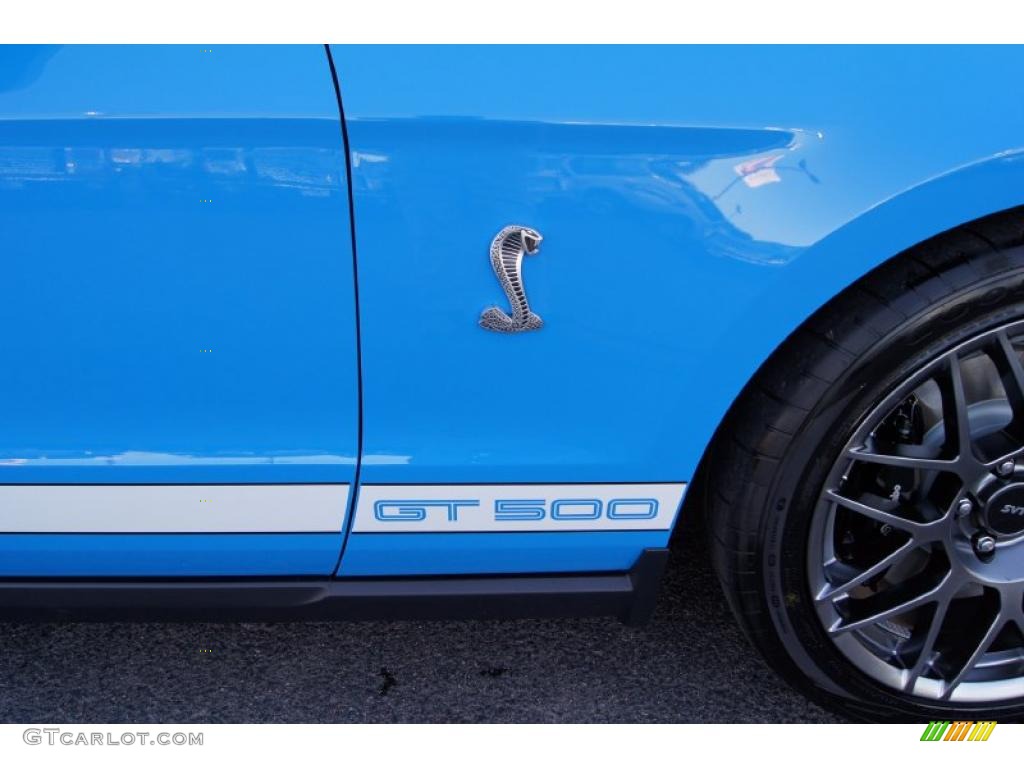 2011 Mustang Shelby GT500 SVT Performance Package Convertible - Grabber Blue / Charcoal Black/White photo #21