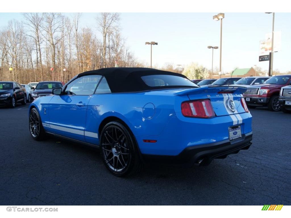 2011 Mustang Shelby GT500 SVT Performance Package Convertible - Grabber Blue / Charcoal Black/White photo #44