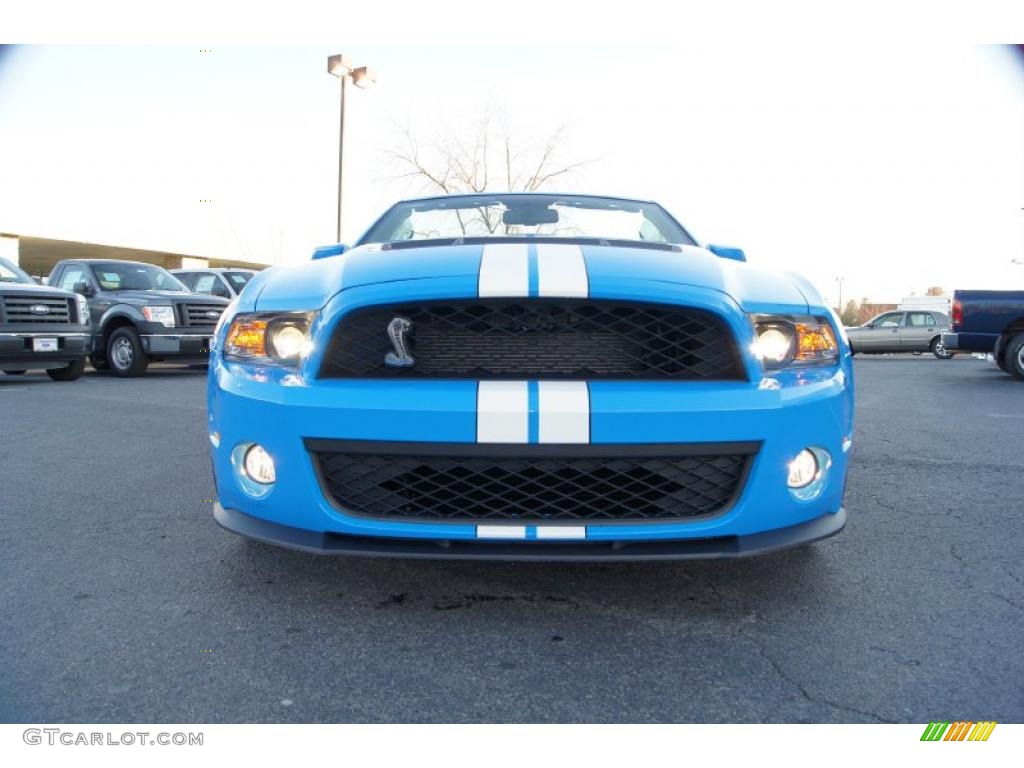 2011 Mustang Shelby GT500 SVT Performance Package Convertible - Grabber Blue / Charcoal Black/White photo #45