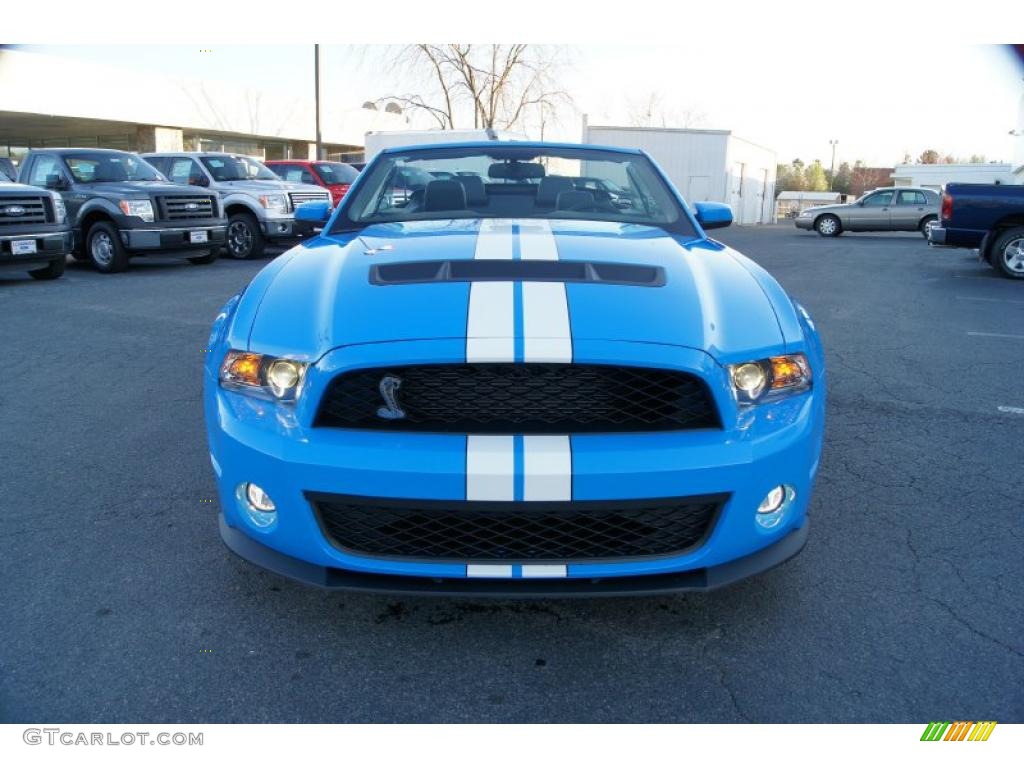 2011 Mustang Shelby GT500 SVT Performance Package Convertible - Grabber Blue / Charcoal Black/White photo #46