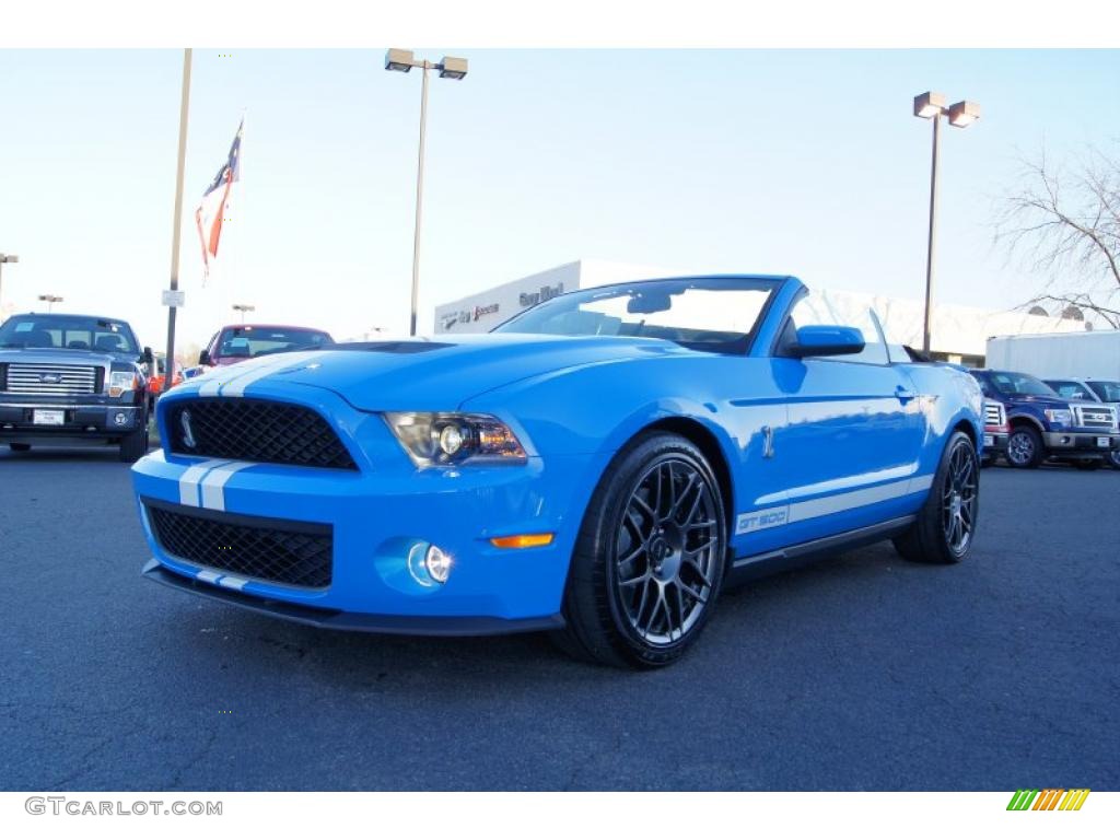 2011 Mustang Shelby GT500 SVT Performance Package Convertible - Grabber Blue / Charcoal Black/White photo #49