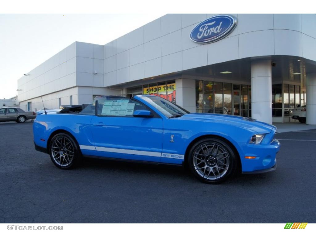 2011 Mustang Shelby GT500 SVT Performance Package Convertible - Grabber Blue / Charcoal Black/White photo #50