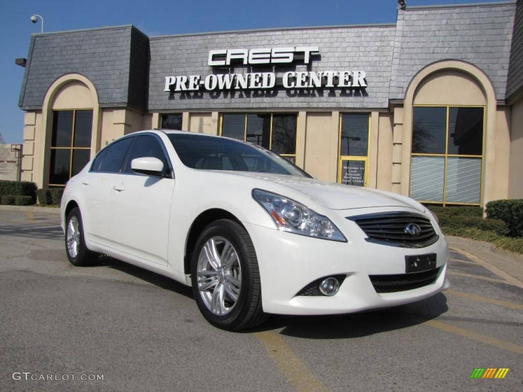 2010 G 37 x AWD Sedan - Moonlight White / Stone photo #1