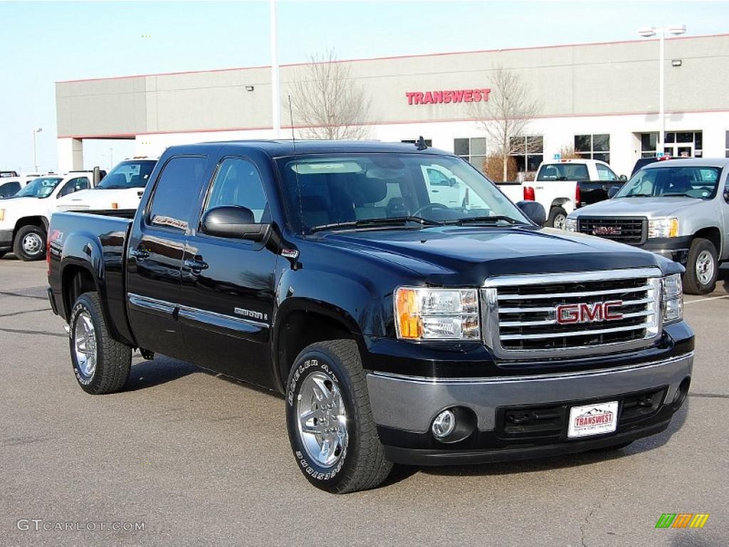 2008 Sierra 1500 SLT Crew Cab 4x4 - Onyx Black / Ebony/Light Titanium photo #1