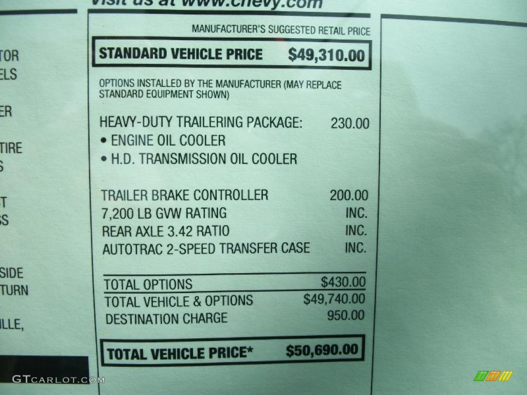 2011 Chevrolet Avalanche LTZ 4x4 Window Sticker Photo #46916690