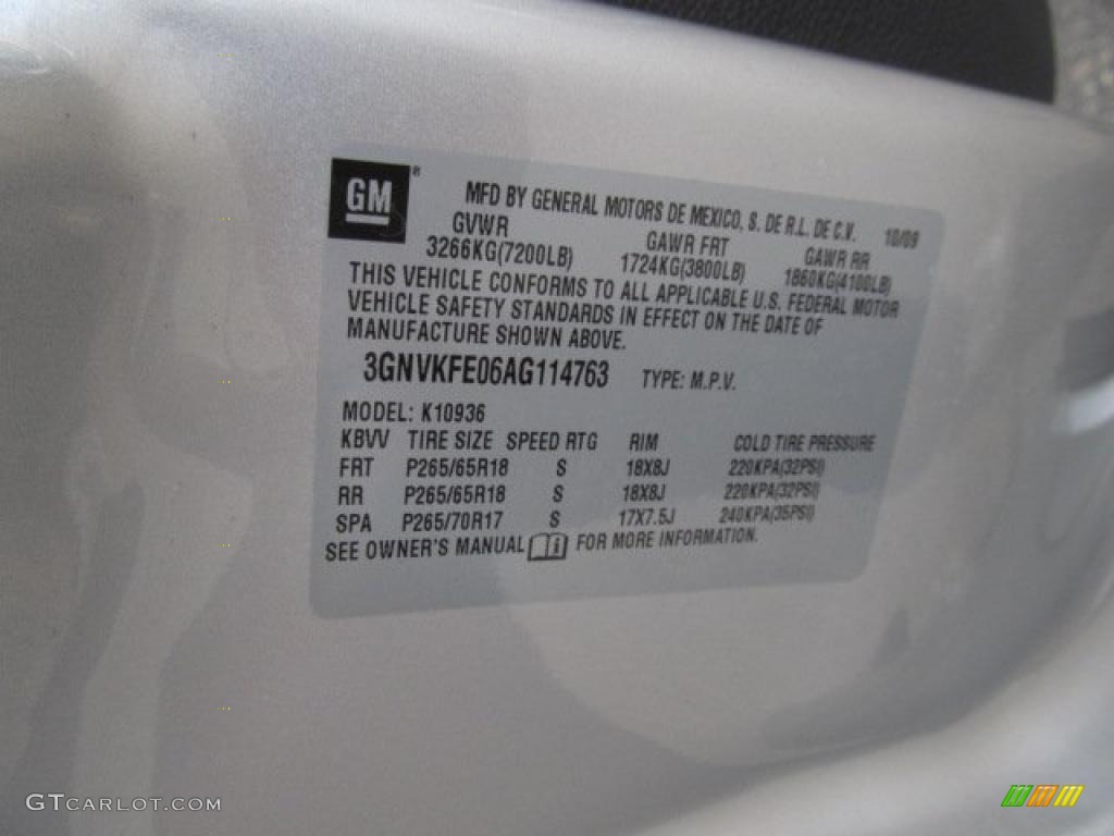 2010 Chevrolet Avalanche Z71 4x4 Info Tag Photo #46920452