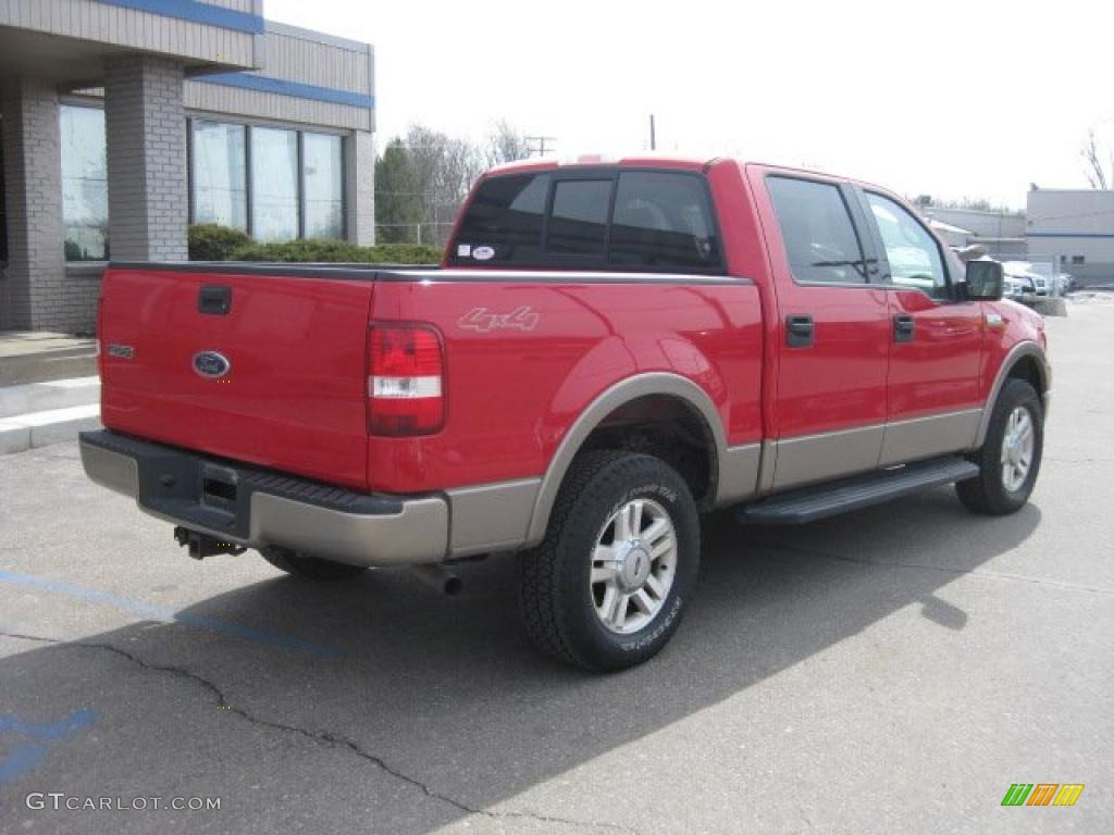 2004 F150 Lariat SuperCrew 4x4 - Bright Red / Tan photo #7